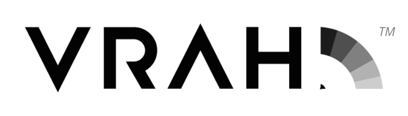 Logo (preto) dos leques VRAH™ (para usar em fundo claro)